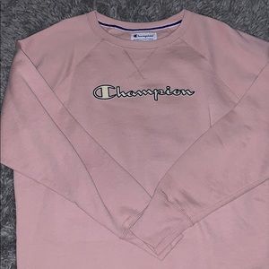 oversized pink champion crew neck sweatshirt